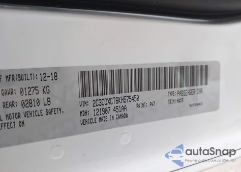 2019 Dodge Charger R/T Rwd из США, поврежденный, VIN 2C3CDXCT6KH575450